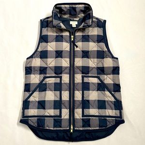 J. Crew Navy Plaid Puffer Zipper Vest Jacket Size Small